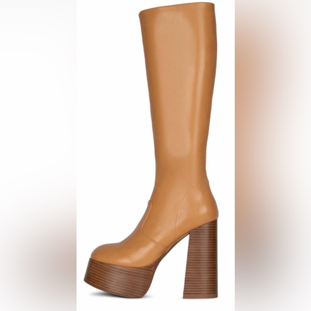 Jeffrey Campbell Timewarp Platform Heeled Boots- Natural